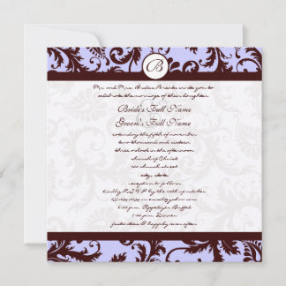 Invitación a la boda de la Damasco de Chocolate Br