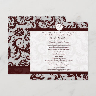 Invitación a la boda de la Damasco de Chocolate Br