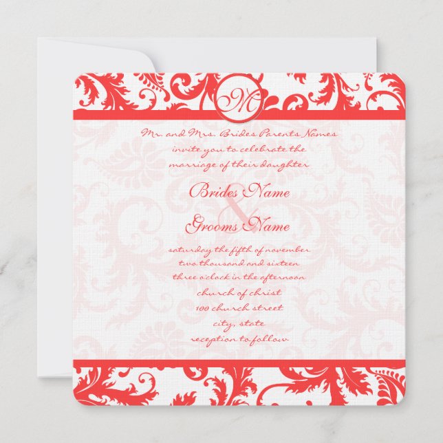 Invitación a la boda de la Damasco de Coral de Dra (Anverso)