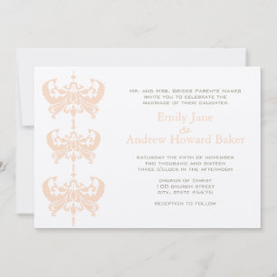 Invitación a la boda de la Damasco de Coral y cham