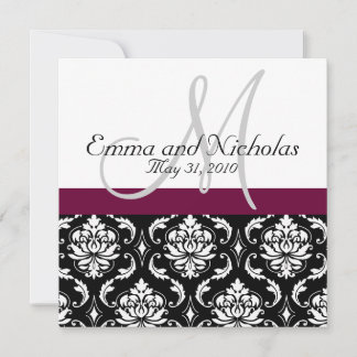 Invitación a la boda de la Damasco de Monograma de