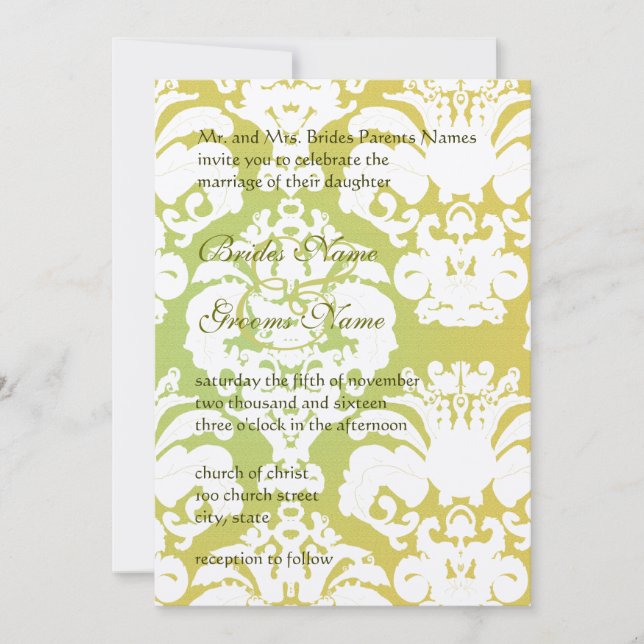 Invitación a la boda de la Damasco de oro con luz  (Anverso)