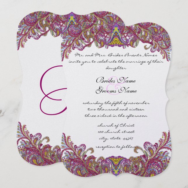 Invitación a la boda de la Damasco de Oro Verde Li (Anverso / Reverso)