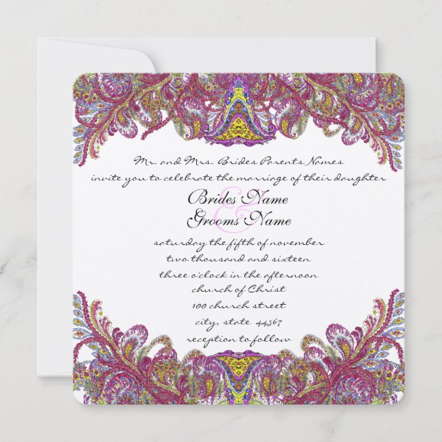 Invitación a la boda de la Damasco de Oro Verde Li (Anverso)
