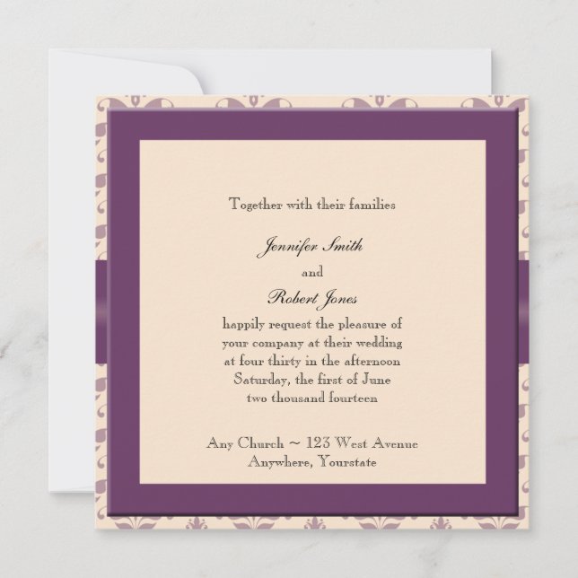 Invitación a la boda de la Damasco de Pluma y Cham (Anverso)