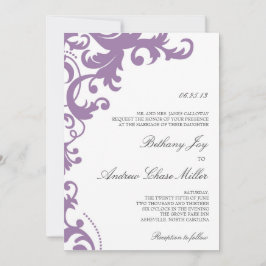 Invitación a la boda de la Damasco Elegante Lilac 