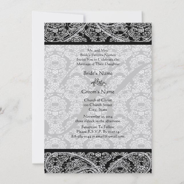 Invitación a la boda de la Damasco Negra de Monogr (Anverso)