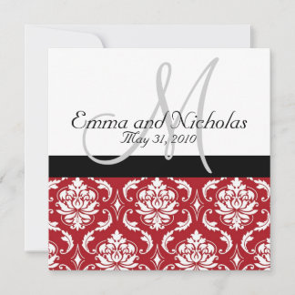 Invitación a la boda de la Damasco Roja en monogra