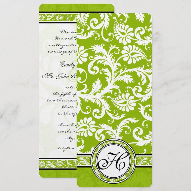 Invitación a la boda de la Damasco verde de Apple (Anverso / Reverso)