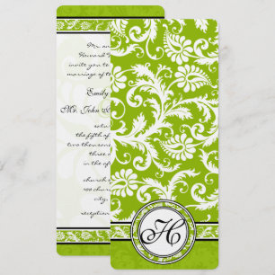 Invitación a la boda de la Damasco verde de Apple