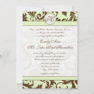 Invitación a la boda de la Damasco Verde de Celery