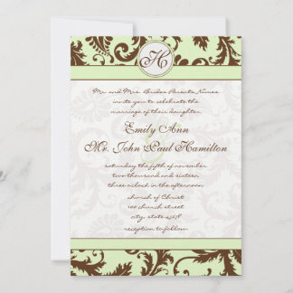 Invitación a la boda de la Damasco Verde de Celery