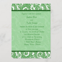 Invitación a la boda de la Damasco verde de la Cas