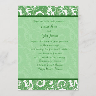 Invitación a la boda de la Damasco verde de la Cas