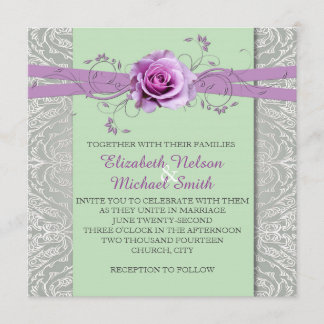 Invitación a la boda de la Damasco verde de Rosa d