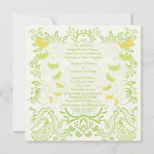 Invitación a la boda de la Damasco verde Lime