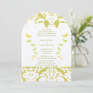 Invitación a la boda de la Damasco verde Lime