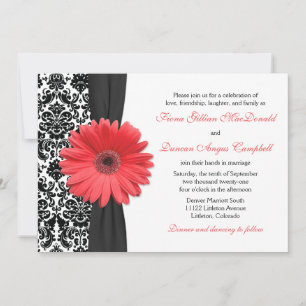 Invitación a la boda de la dársena blanca y negra