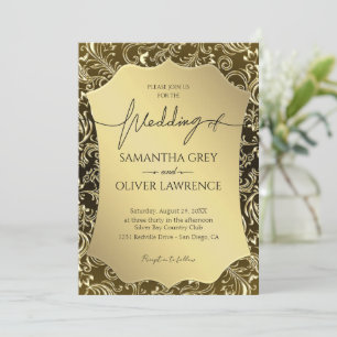 Invitación a la boda de la elegancia de la Damasco