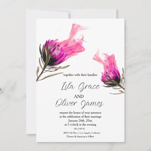 Invitación a la boda de la elegancia de la flor ar (Anverso)