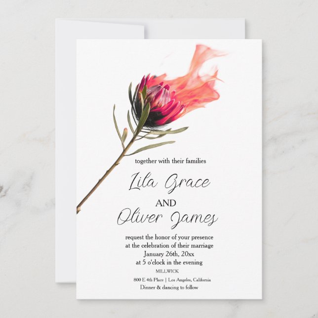 Invitación a la boda de la elegancia de la flor ar (Anverso)
