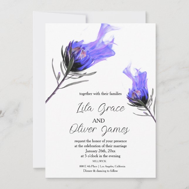 Invitación a la boda de la elegancia de la flor ar (Anverso)