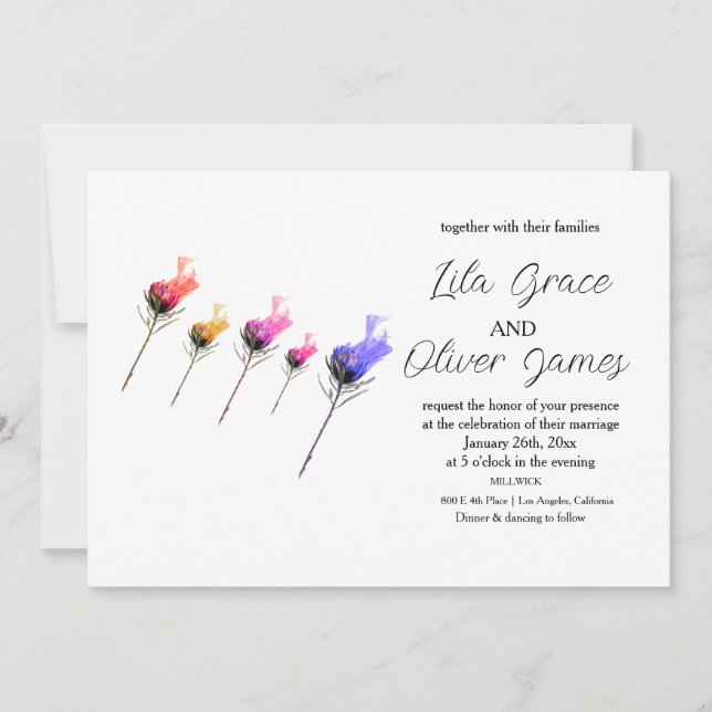 Invitación a la boda de la elegancia de la flor ar (Anverso)