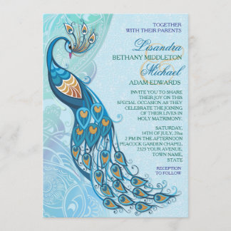 Invitación a la boda de la elegancia de los pavos