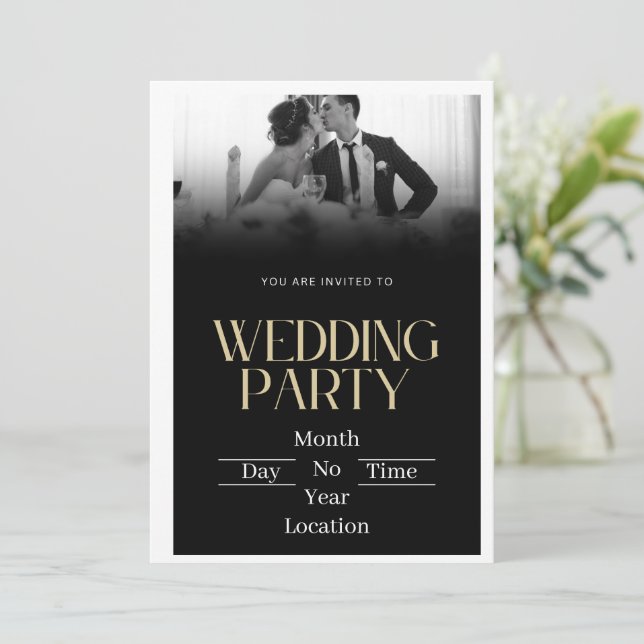 Invitación a la boda de la elegancia de medianoche (Anverso de pie)