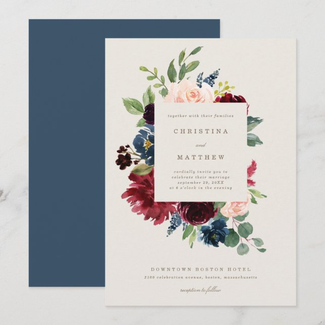Invitación a la boda de la elegancia de otoño (Anverso / Reverso)