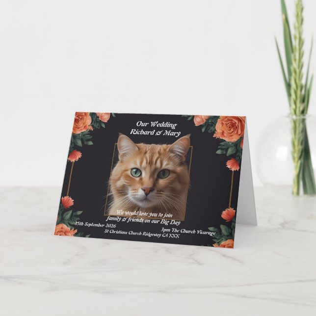 Invitación a la boda de la elegancia del gato dive (Anverso)