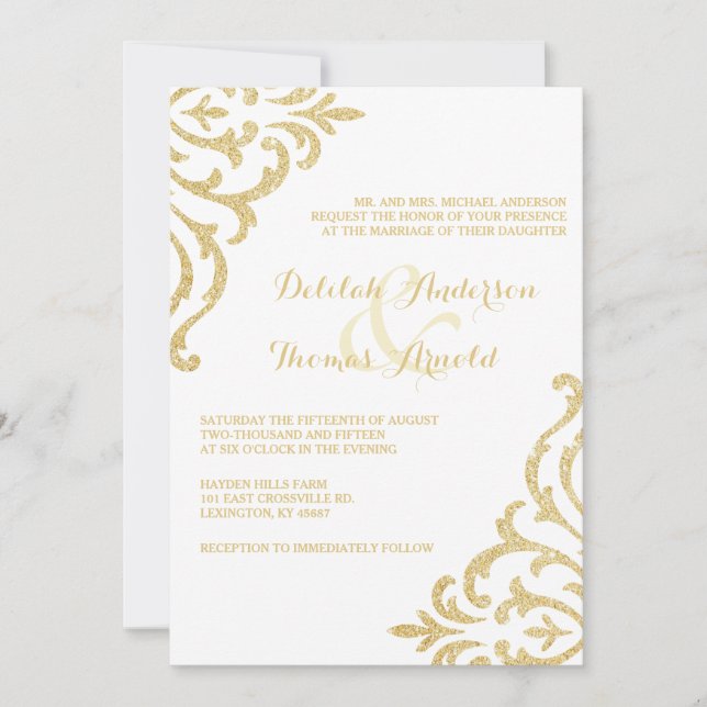 Invitación a la boda de la elegancia del glamour v (Anverso)