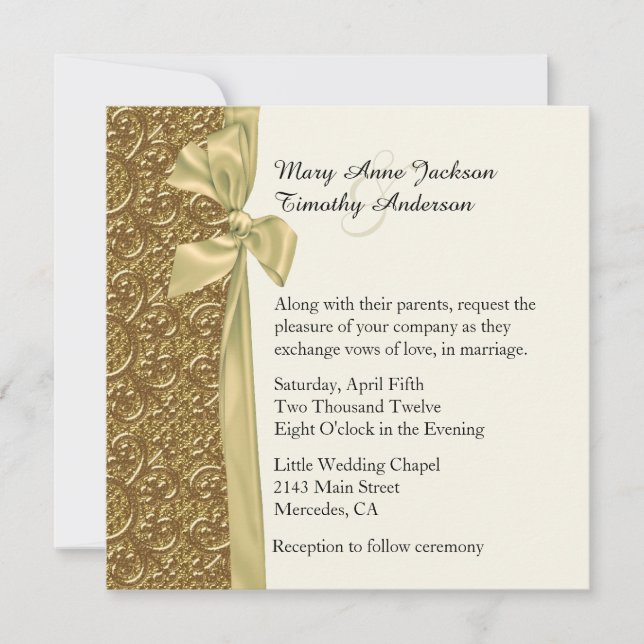 Invitación a la boda de la elegancia dorada (Anverso)