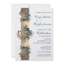 Invitación a la boda de la elegancia floral dorada