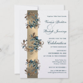 Invitación a la boda de la elegancia floral dorada