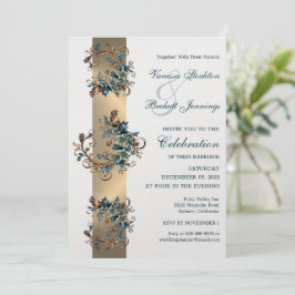Invitación a la boda de la elegancia floral dorada