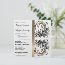 Invitación a la boda de la elegancia floral dorada