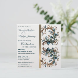 Invitación a la boda de la elegancia floral dorada