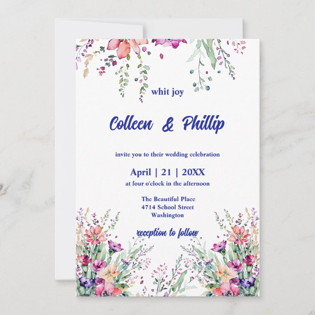 Invitación a la boda de la elegancia floral eterna (Anverso)