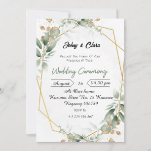 Invitación a la boda de la elegancia floral verde