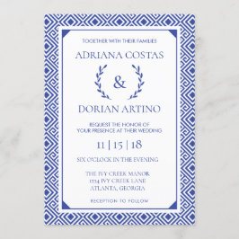 Invitación a la boda de la elegancia griega, azul