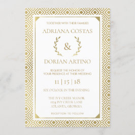 Invitación a la boda de la elegancia griega, oro f