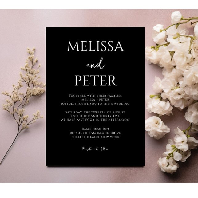 Invitación a la boda de la elegancia moderna en bl (Subido por el creador)