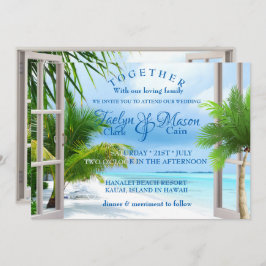 Invitación a la boda de la escena de la playa del