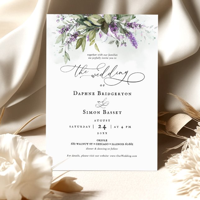 Invitación a la boda de la escritura de lavanda ve (Subido por el creador)