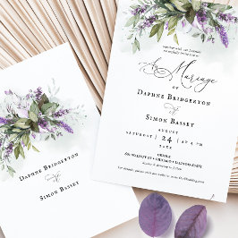 Invitación a la boda de la escritura francesa Lave