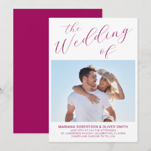 Invitación a la boda de la escritura magenta Minim