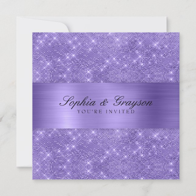 Invitación a la boda de la espuma púrpura de la fr (Anverso)