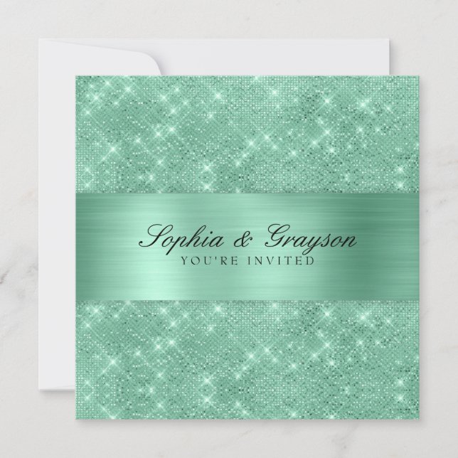 Invitación a la boda de la espuma verde de la Fábr (Anverso)