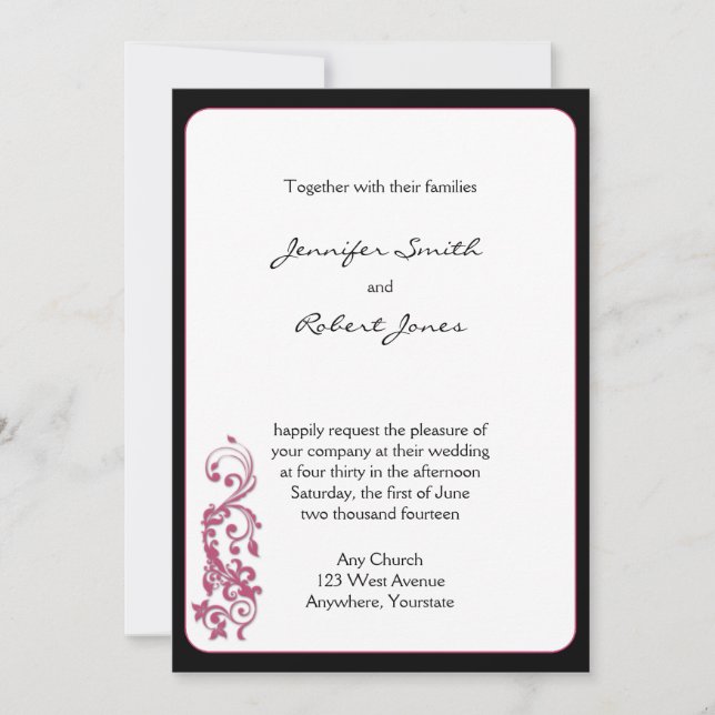 Invitación a la boda de la esquina rosada de la lu (Anverso)